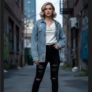 Distressed Blue Jean Jacket